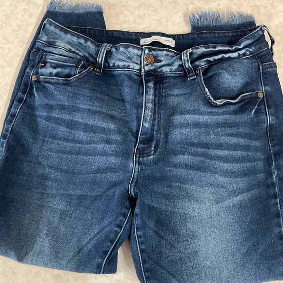 KanCan Distressed Ankle Jeans in Dark Blue straight leg size 14 - Picture 3 of 6